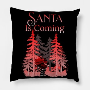 Santa Is Coming Traditional Red Pillow