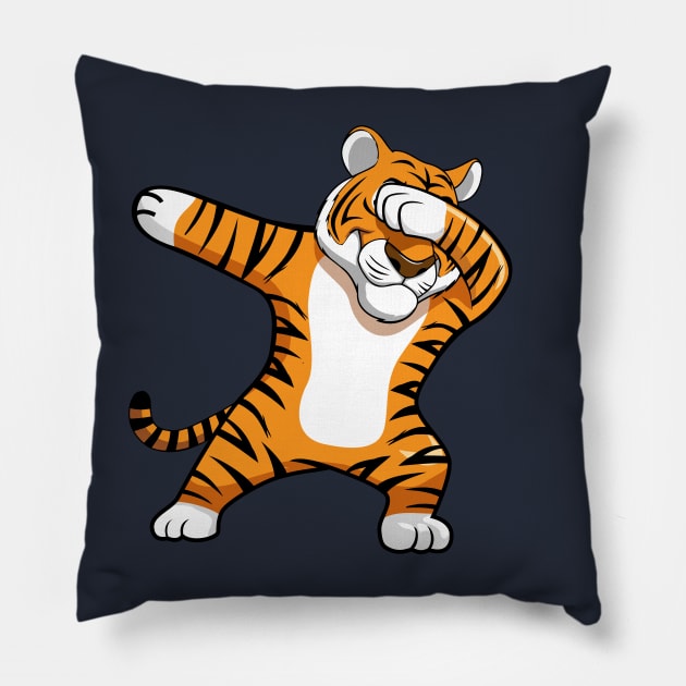 Dabbing Tiger Football Mascot Pillow by BDAZ