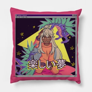 Vaporwavec aesthetic anime girl video game Pillow