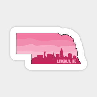 Nebraska Lincoln Skyline Pink Magnet