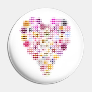 Floral Valentines Day Heart Filled with Hearts Pin