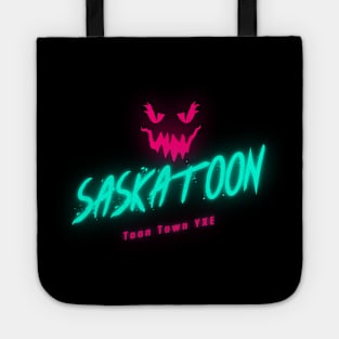 Neon Pink Glow Jack O'Lantern Saskatoon in Anaglyph Style Tote