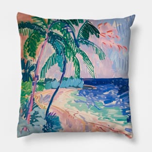 Pastel Pink Beach Tropical Island Pillow