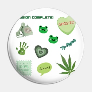 organic ghosted honey frog green pack sticker Pin