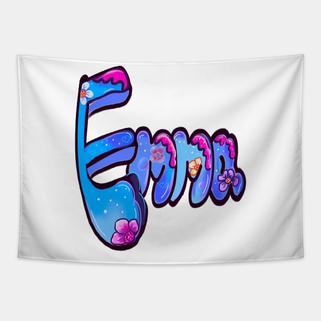 Emma - in light blue - first name Tapestry by Artonmytee