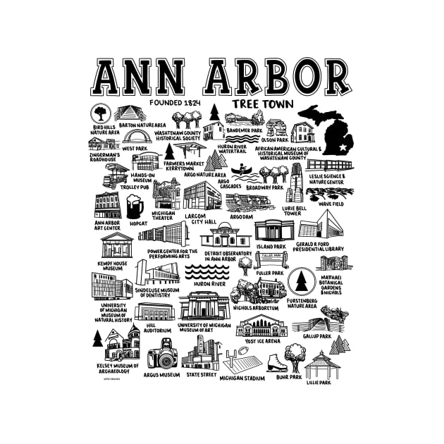 Ann Arbor Map by fiberandgloss