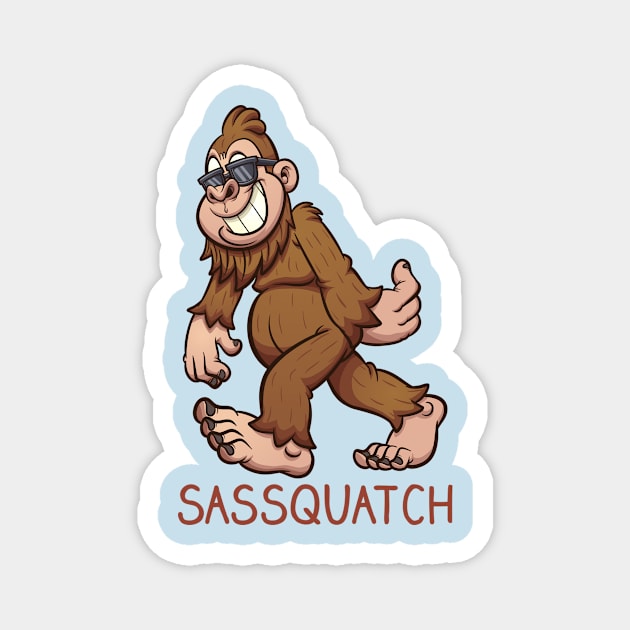 Sassquatch - Badass With An Attitude To Match  - White - Cartoon Magnet by Crazy Collective