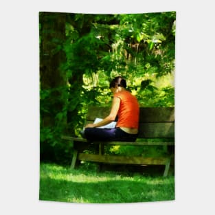 Summer - Girl Reading in Park Tapestry