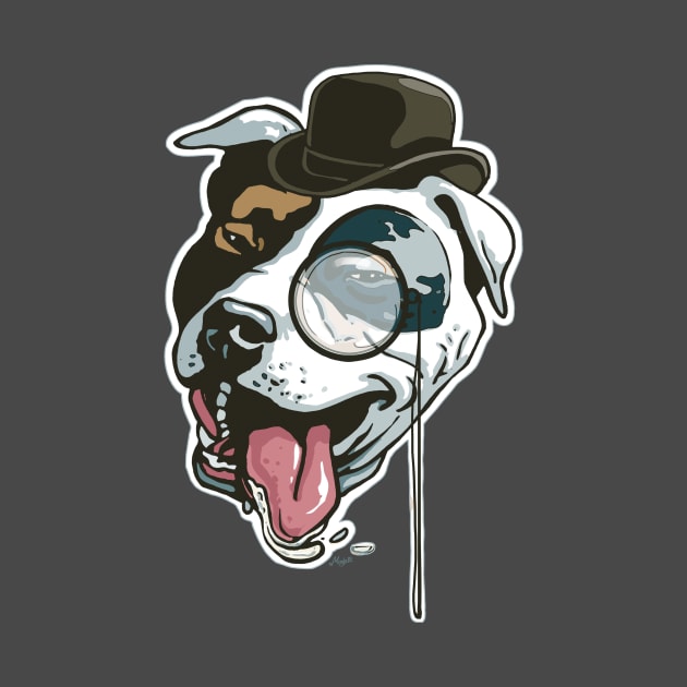 Hipster Pit Bull With Bowler Hat Monocle by Mudge