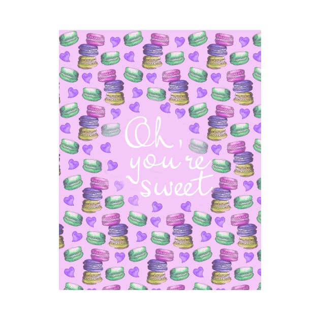 Oh Youre Sweet Macaron Dreams Watercolour Purple White by ArtInPi