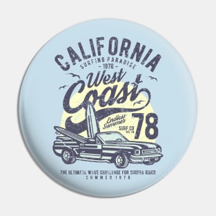 California Surfing Paradise West Coast Endless Summer Pin