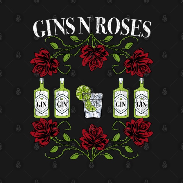 FUNNY GIN LOVER PUN GINS N ROSES RETRO VINTAGE LOVE GIN by BonnaVida