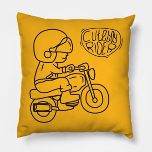 line art of Cute Boy motorcycle rider Pillow