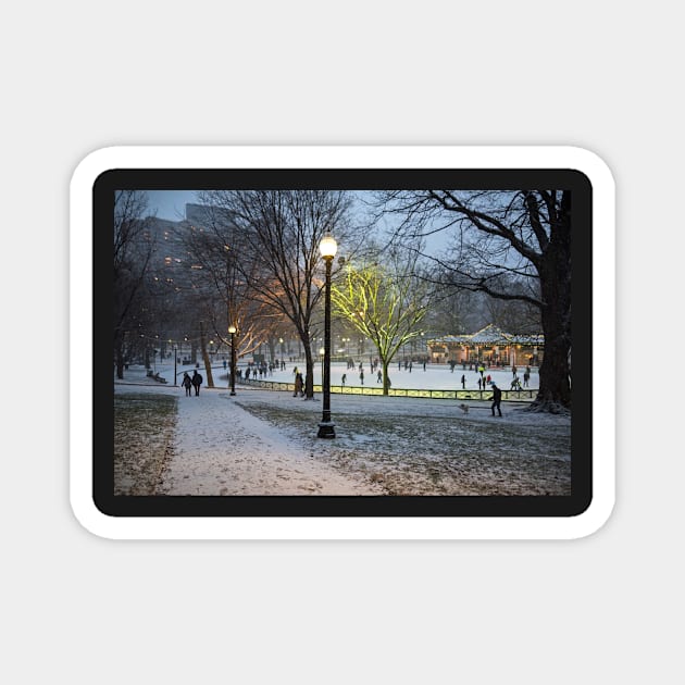 A Christmas Walk through the Boston Common Boston MA Magnet by WayneOxfordPh