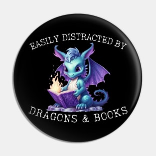 Easily Distracted By Dragons And Books Introvert Shirt Pin