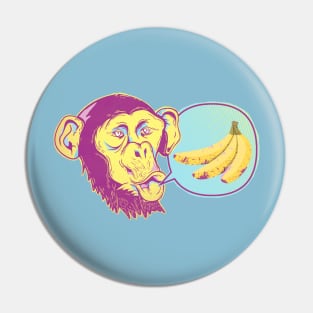 Chimpanzee with bunch of bananas Pin