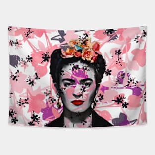 Portrait of Frida Floral Tapestry