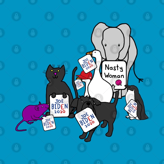 Small Animals with Joe Biden 2020 Signs by ellenhenryart