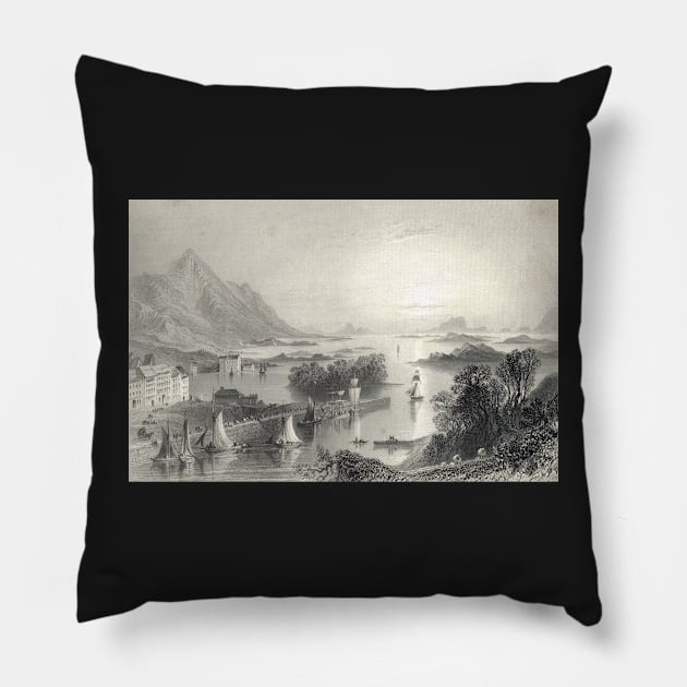 Clew Bay from Westport Mayo Ireland 1841 Pillow by artfromthepast