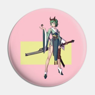 Green Haired Girl Pin