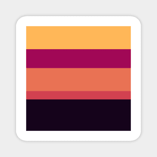 A refined commixture of Almost Black, Jazzberry Jam, Brick Red, Dark Peach and Pastel Orange stripes. Magnet