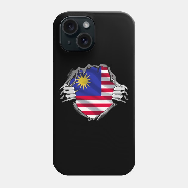 Two Hands Ripping Revealing Flag of Malaysia Phone Case by BramCrye