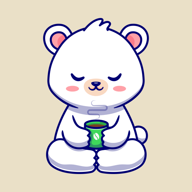 Cute Baby Polar Bear With Coffee Cup Cartoon by Catalyst Labs