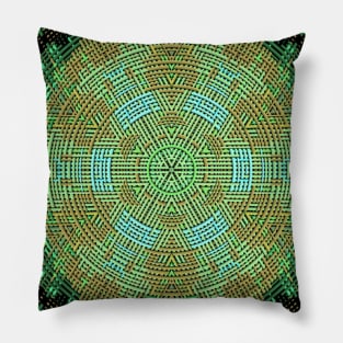 Weave Mandala Green and Orange Pillow