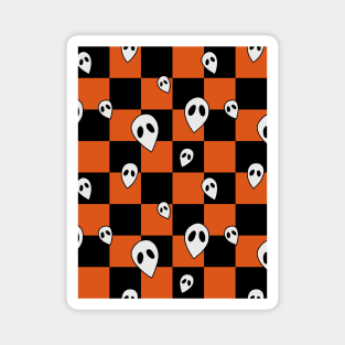 Halloween Ghosts Checkerboard Pattern Magnet