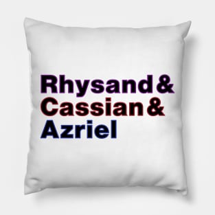 ACOTAR Bat Boys Line Up Purple Red and Blue (black) Pillow