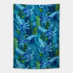 Sapphire Squid Tapestry