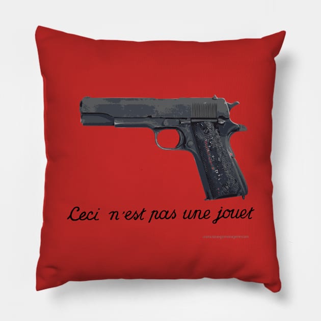 Ceci n'est pas une jouet Pillow by strangemenagerie