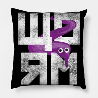 Purple Worm On A String Meme Retro Style Magic Fuzzy Worm Pillow