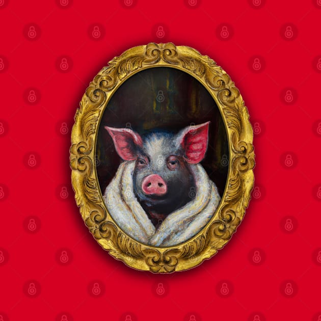 Christmas Pig in blanket by ölümprints