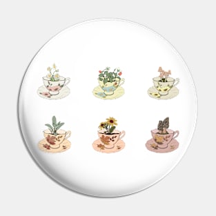 Spring and Fall Cottagecore Tea Cup collection Pin