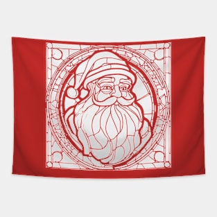 Santa Claus Stained Glass (White) Tapestry