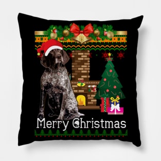 Ugly Christmas Sweater German Shorthaired Pointer Pillow