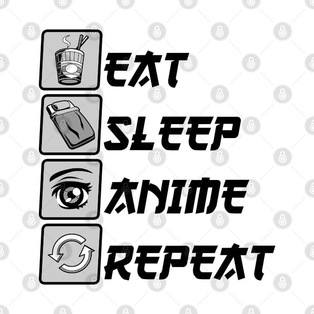 Funny Anime Lovers Gift, Eat Sleep Anime Repeat, Gift For Teens, Kids by Art Like Wow Designs