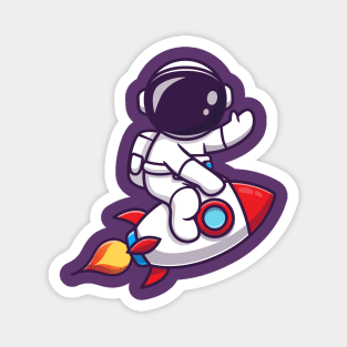 Cute Astronaut on Rocket - Rocket Man Magnet