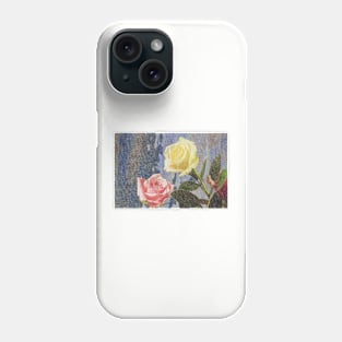 A painting of two Roses and their reflection in water with copy space. Phone Case