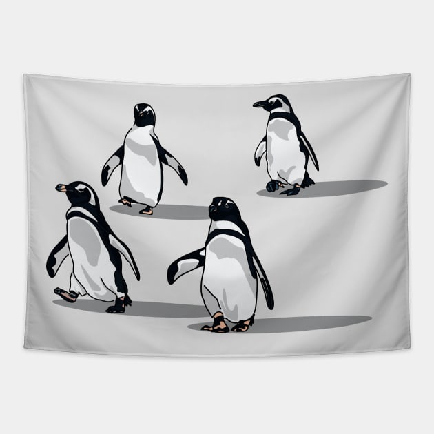 Penguin Pals: 3D-Inspired Vector Art Tapestry by Fun Funky Designs