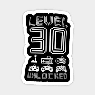 Level 30 Unlocked  Video Gamer 30th Birthday Magnet