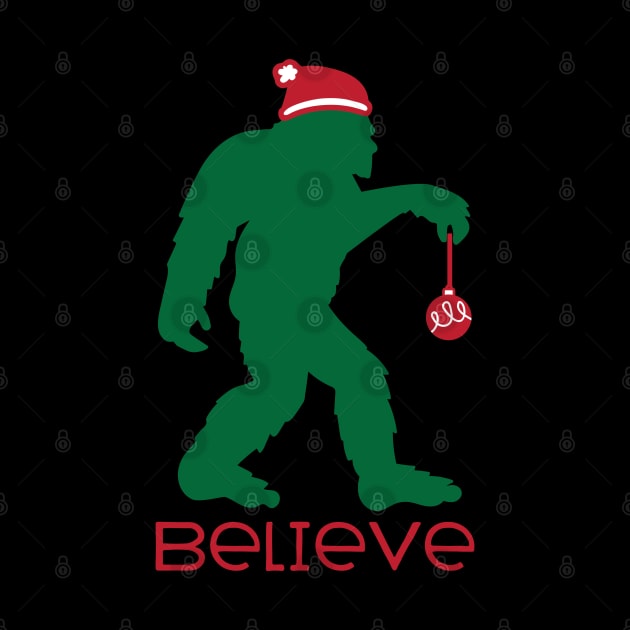 Believe Bigfoot Santa Claus funny Bigfoot lover Christmas gift by BadDesignCo