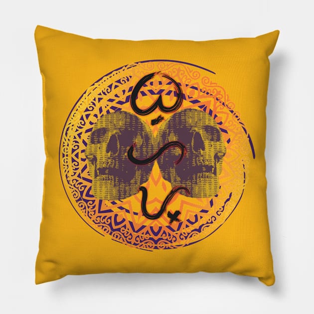 Skull Colored Mandala Baybayin word 'Buhay' (life) Pillow by Pirma Pinas