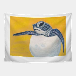 Baby turtle hatching from egg Tapestry