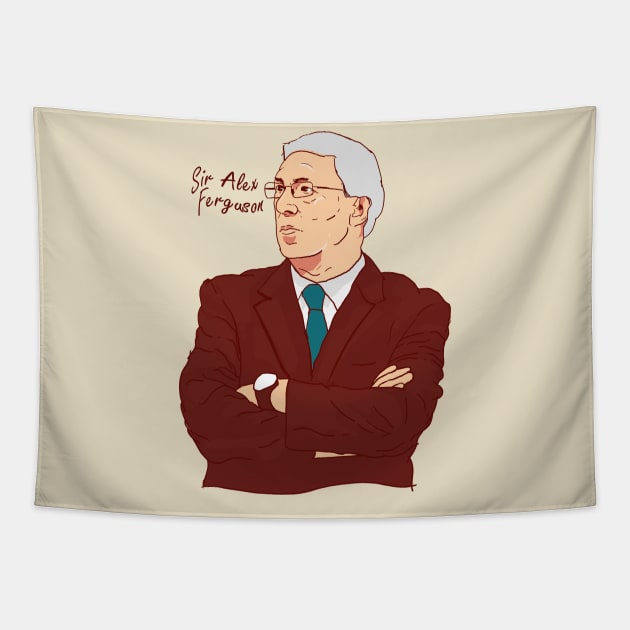 Sir Alex Ferguson Cartoonistic Tapestry by pentaShop