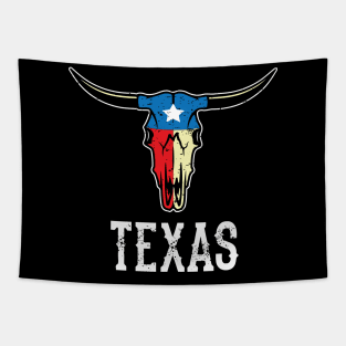 Texas Bull Longhorn Skull Texan Flag Tapestry