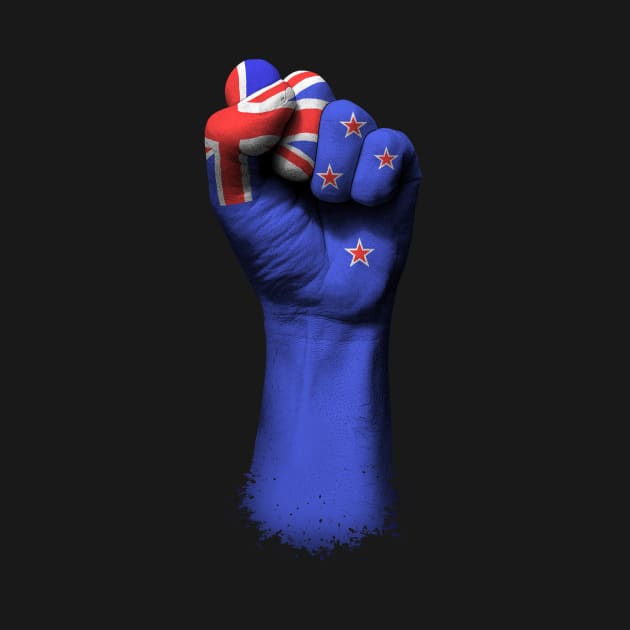 Flag of New Zealand on a Raised Clenched Fist by jeffbartels