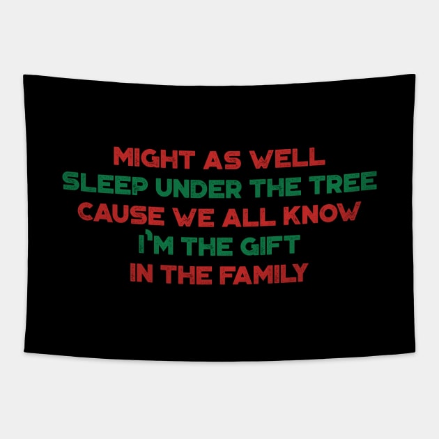 Might As Well Sleep Under The Tree Funny Vintage Retro (Christmas) Tapestry by truffela