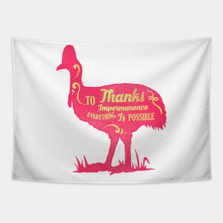 Ostrich silhouette with motivational words of wisdom Tapestry